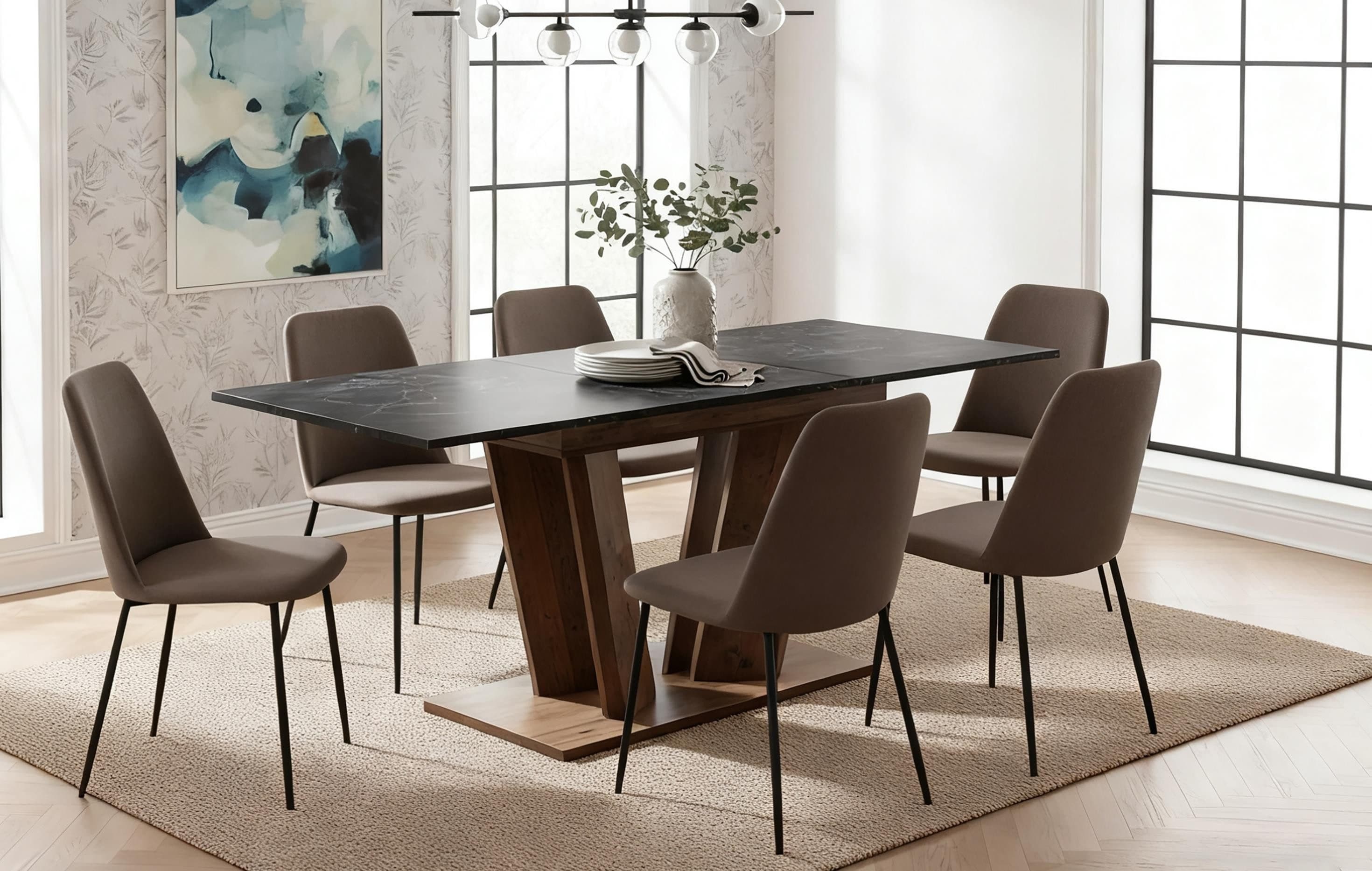 B&D home Ausziehtisch MARA 120-160cm Marmor/Texas-Eiche Optik - Bild 2