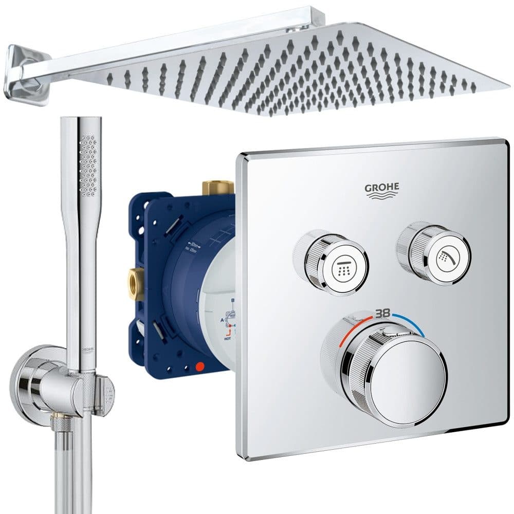 Grohe und Jowi Unterputz-Duschsystem mit Thermostat und Kopfbrause