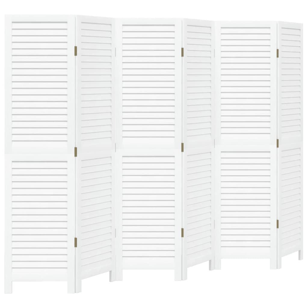 vidaXL Raumteiler 6-tlg. Weiß Massivholz Paulownia