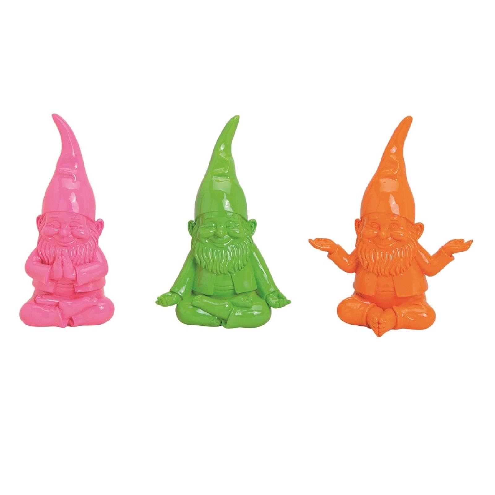 Geschenkestadl Yogazwerge Set - Bunte Gartendeko in Orange, Rosa & Grün