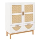 COSTWAY Sideboard Kommode Weiß mit Bambusoptik & 2 Schubladen Bild 2