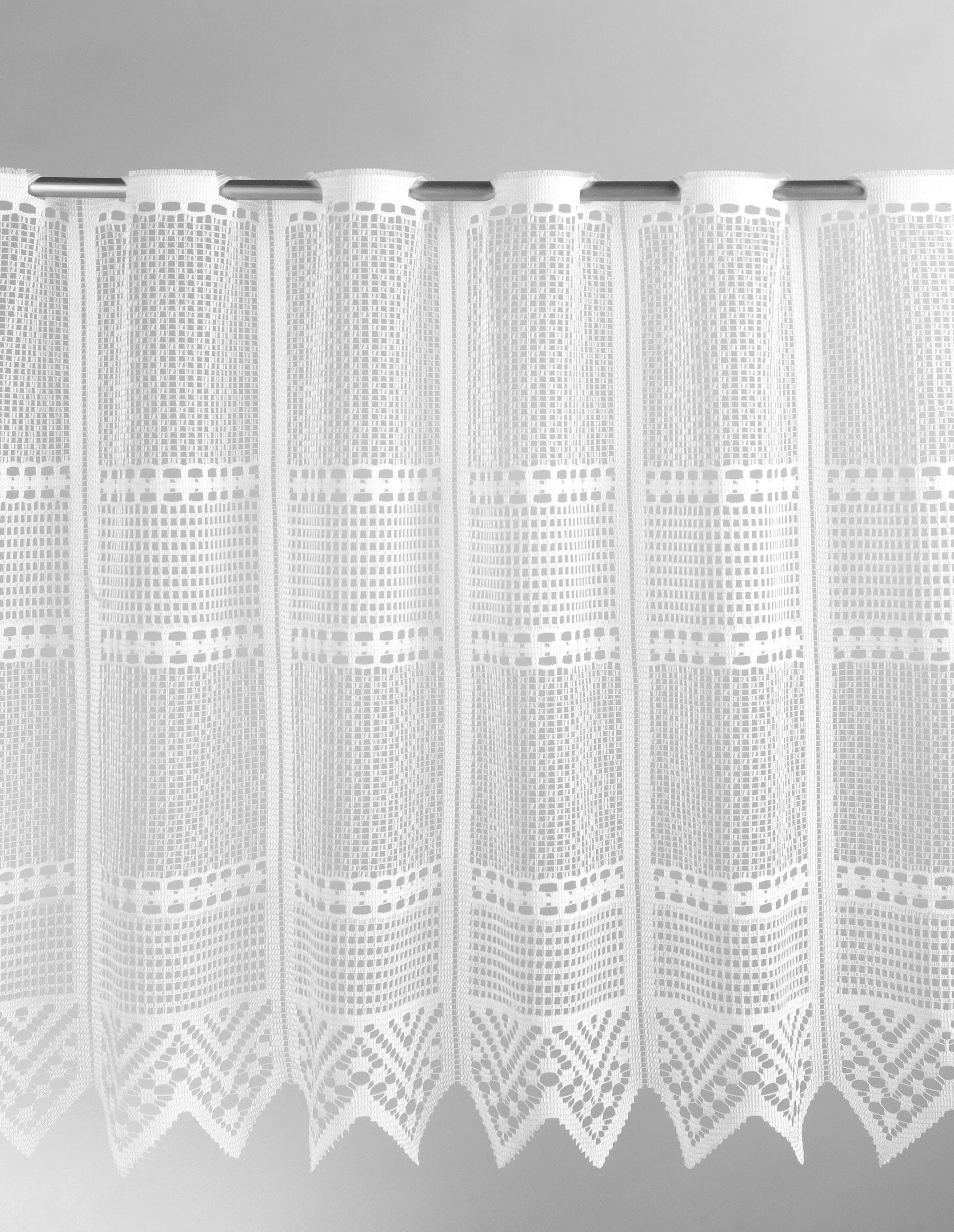 Gardinen Kranzusch Scheibengardine Jacquard Querstreifen und Zacke