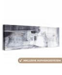 OneMillionCanvasses® Leinwandbild Panorama Kunst Weiß Schwarz Grau Bild 2