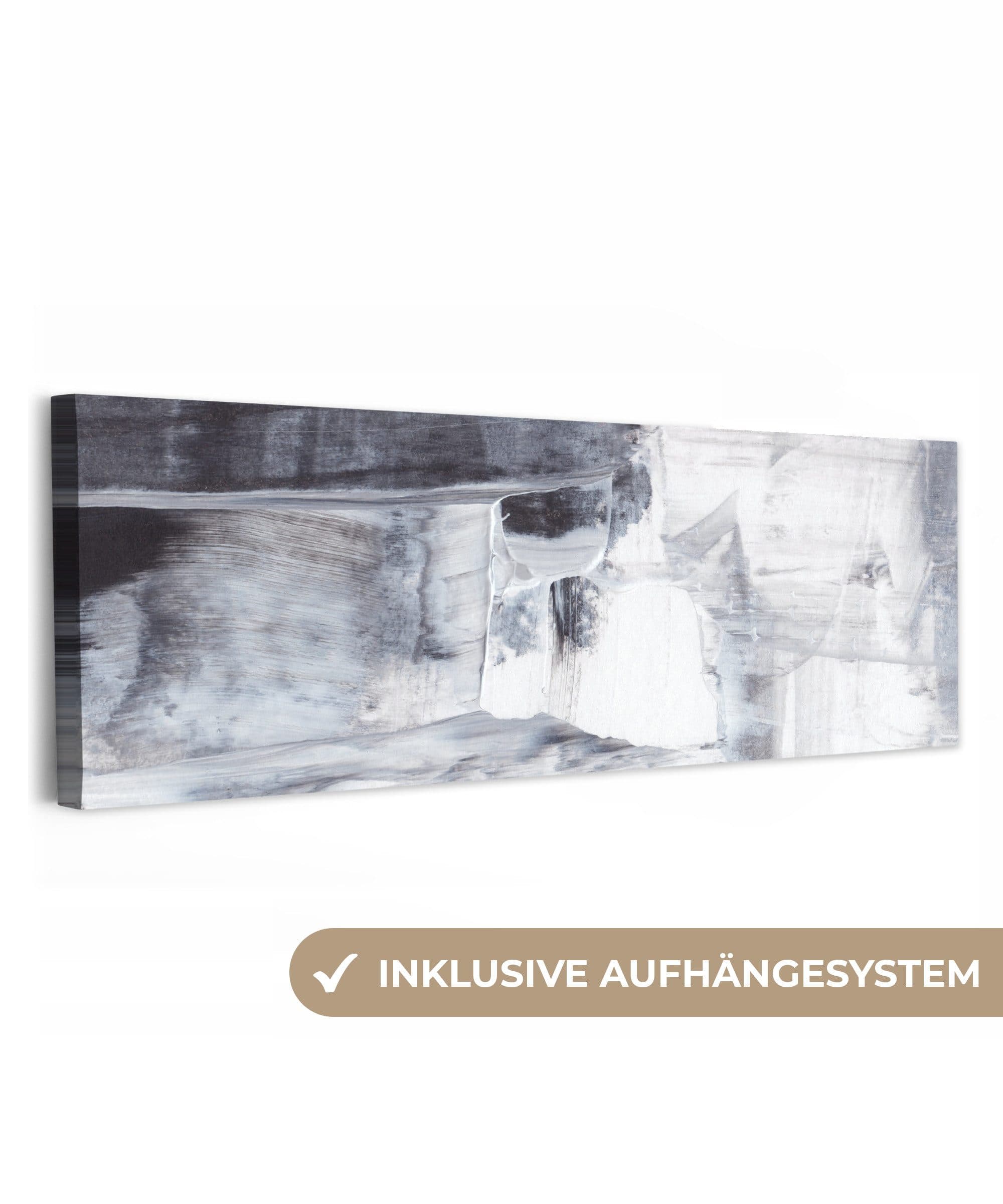 OneMillionCanvasses® Leinwandbild Panorama Kunst Weiß Schwarz Grau - Bild 2