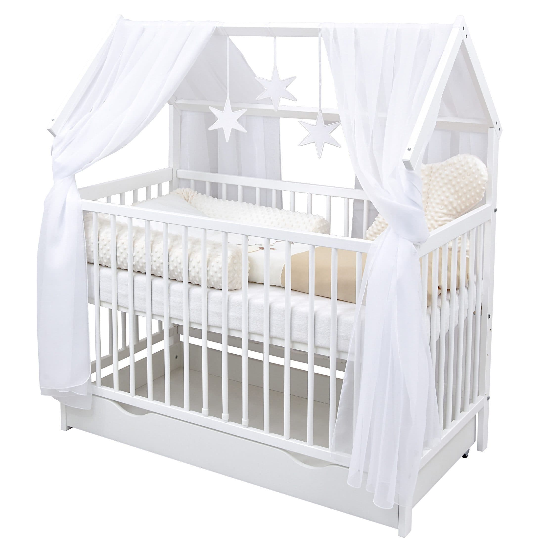 Baby-Delux Komplettbett Hausbett 60x120 cm Weiß mit Schublade - Bild 2