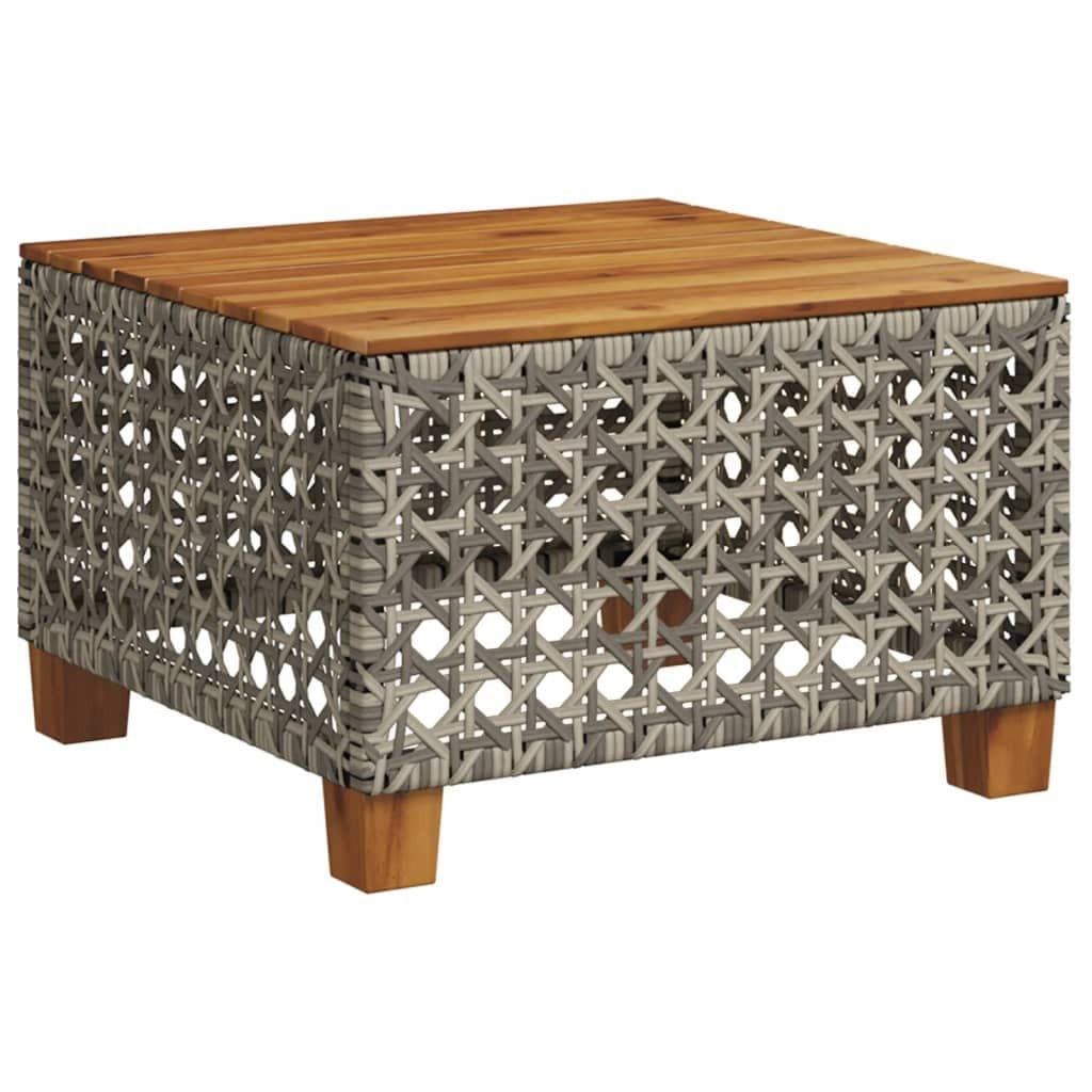 vidaXL Gartentisch Grau Poly Rattan Holz - Bild 2