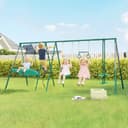 AIYAPPLAY 5-in-1 Kinderschaukelgestell mit Nestschaukel und Klettergerüst Grün Bild 2