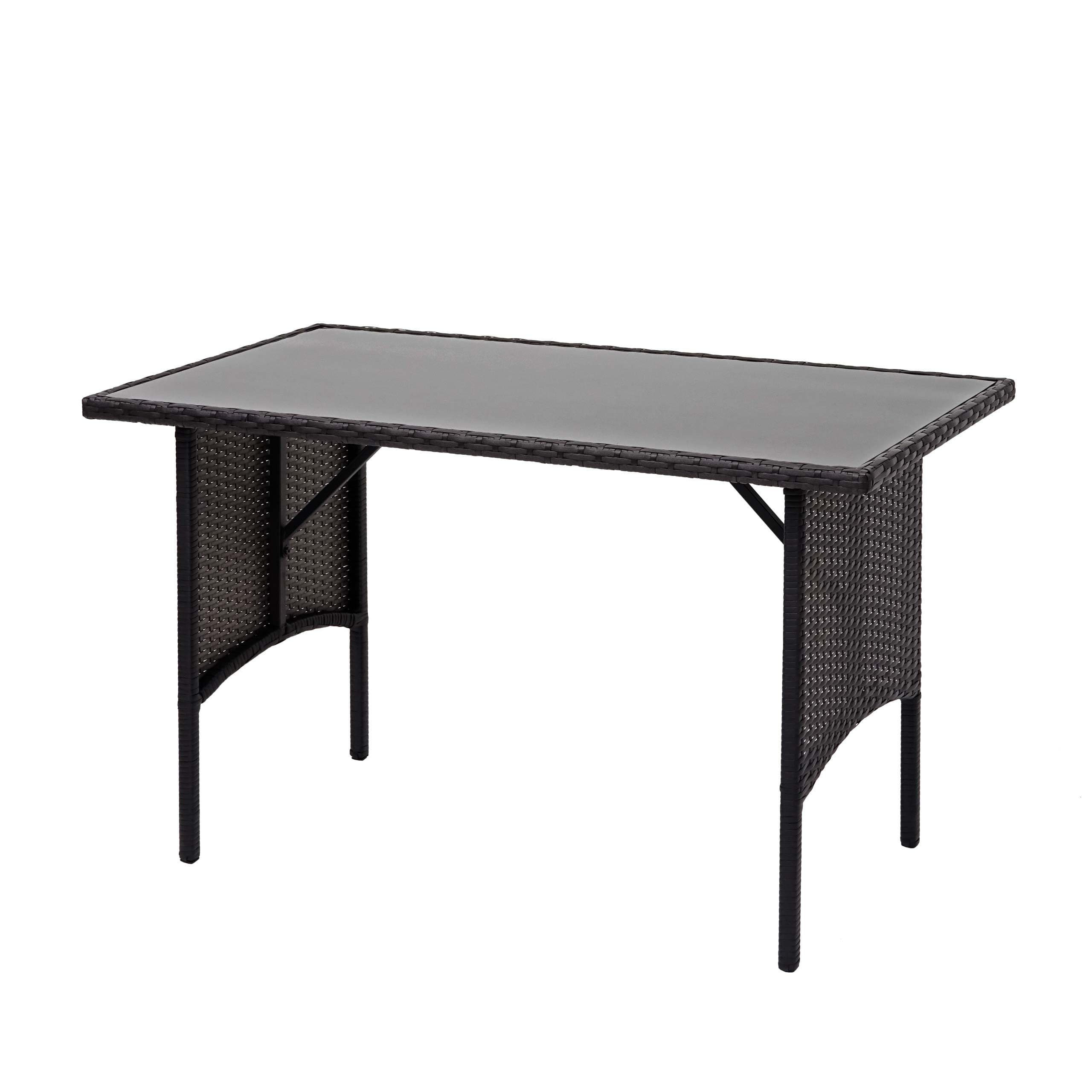 PROREGAL® Gartentisch Poly-Rattan Esstisch Schwarz Glas - Bild 2