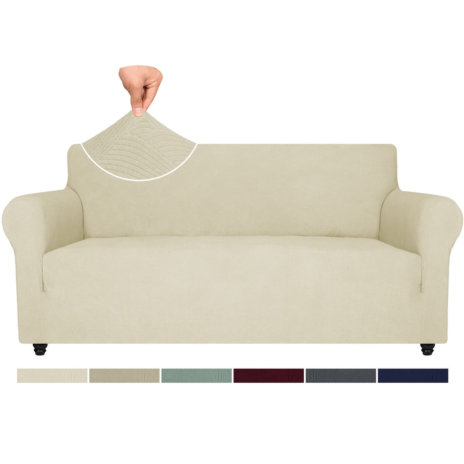 Agger Sofahusse Stretch Sofabezug Beige 1/2/3/4 Sitzer - Bild 2