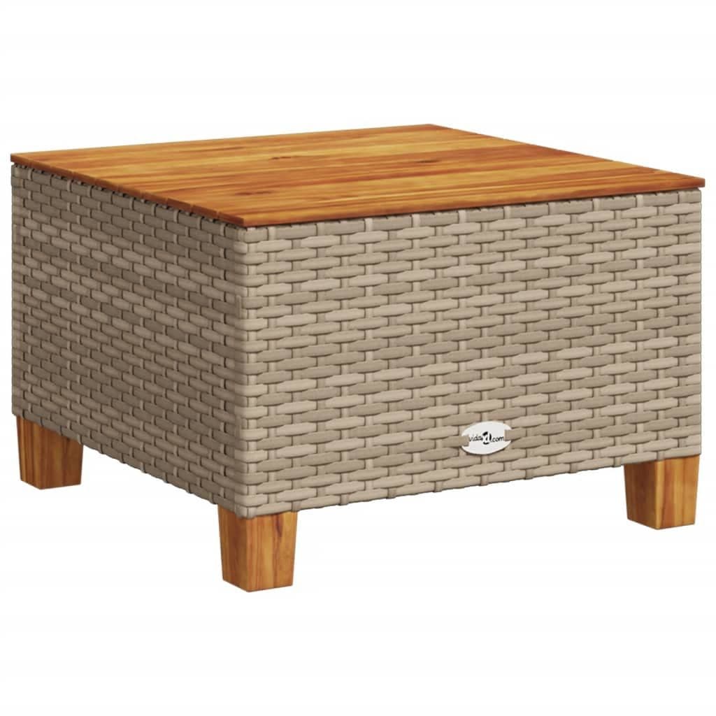 vidaXL Gartentisch Beige Poly Rattan Holz - Bild 2