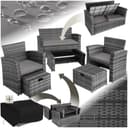 tectake Sitzgruppe Rattan Lounge Set Modena Grau 10-tlg. Poly Rattan Bild 2