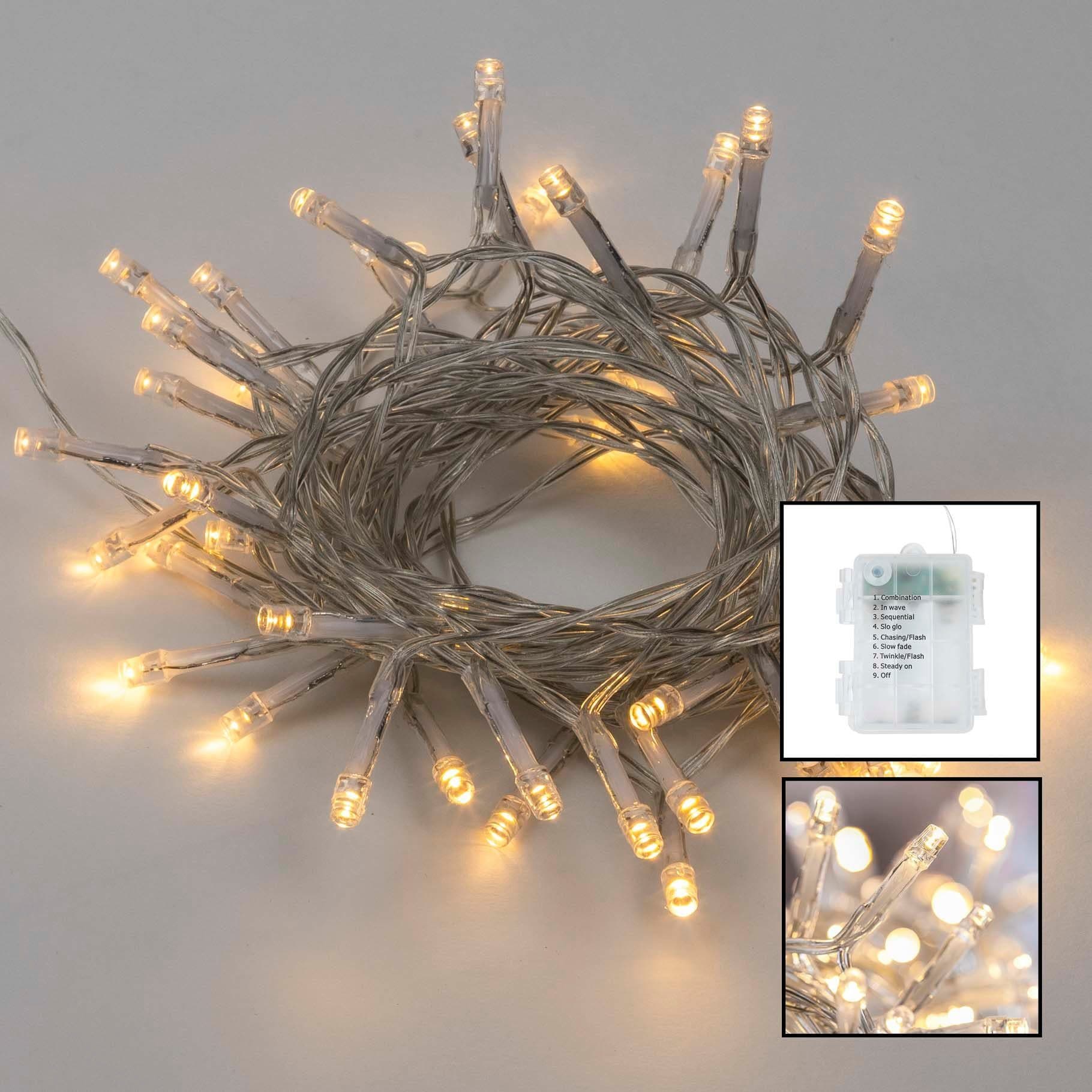 HI LED-Lichterkette 50 LEDs warmweiß transparentes Kabel