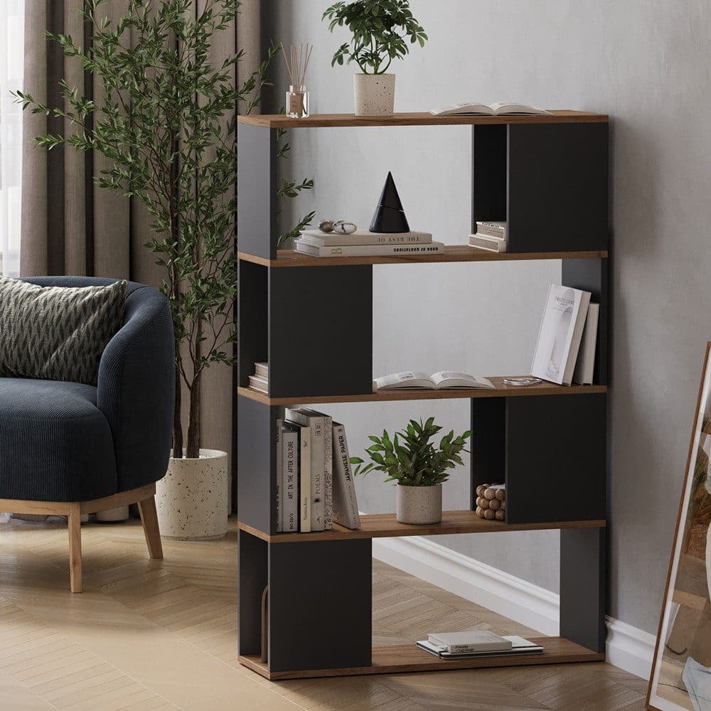 Vicco Raumteiler Eneos Anthrazit/Goldkraft Eiche Standregal - Bild 2