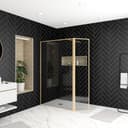 Marwell Walk-in-Dusche Golden Frame mit schwenkbarer Tür und Glas Bild 2