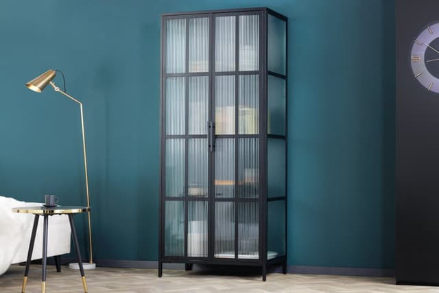 riess-ambiente DURA STEEL Vitrine: Schwarz Metall & Transparent Glas
