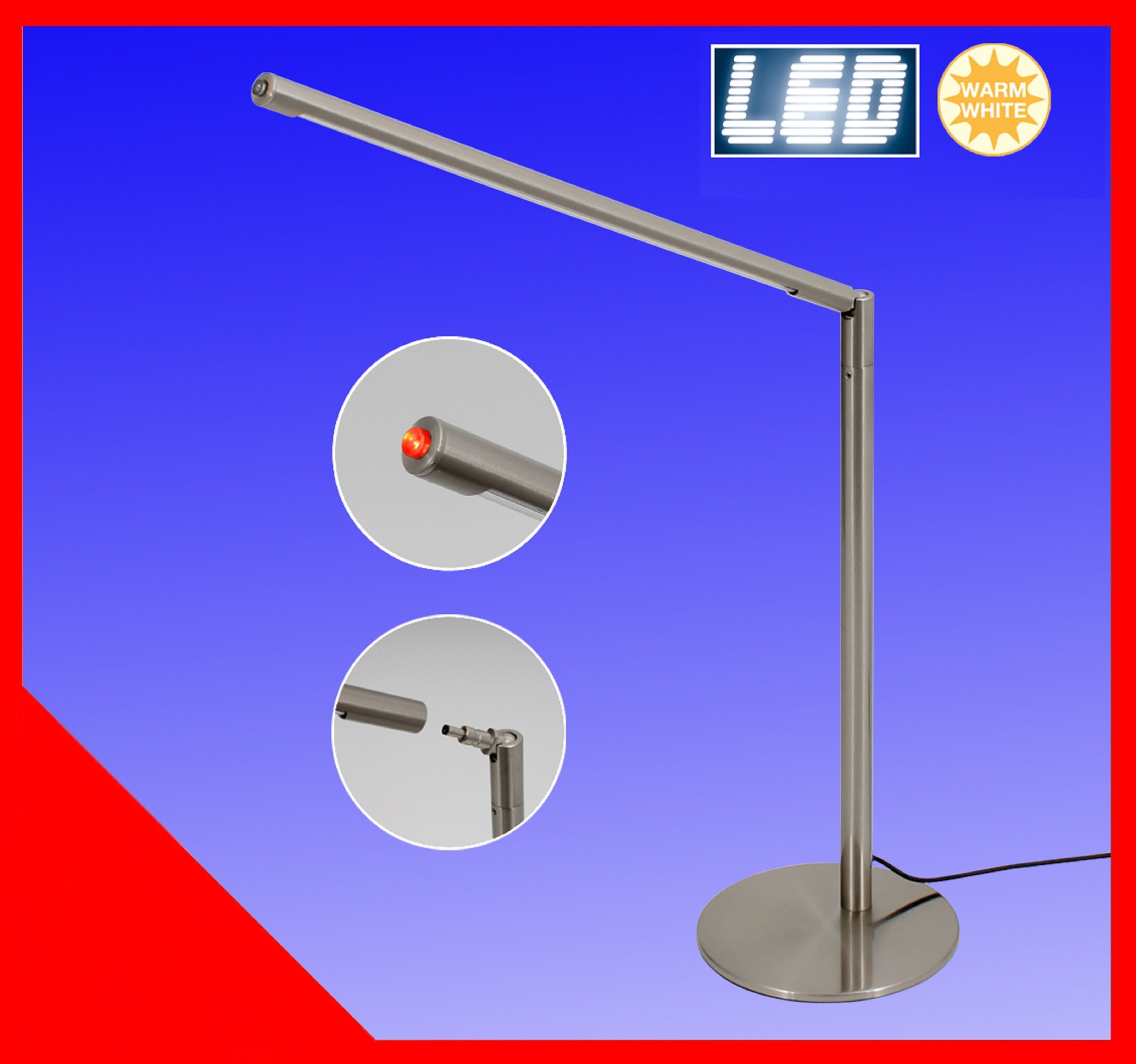 TRANGO LED Tischleuchte 7489 LED Tischleuchte Straight Edelstahl-Optik Schreibtischlampe - Bild 2
