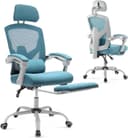 DUMOS Bürostuhl Ergonomisch Schreibtischstuhl Atmungsaktiver Netzbezug Blau Bild 2