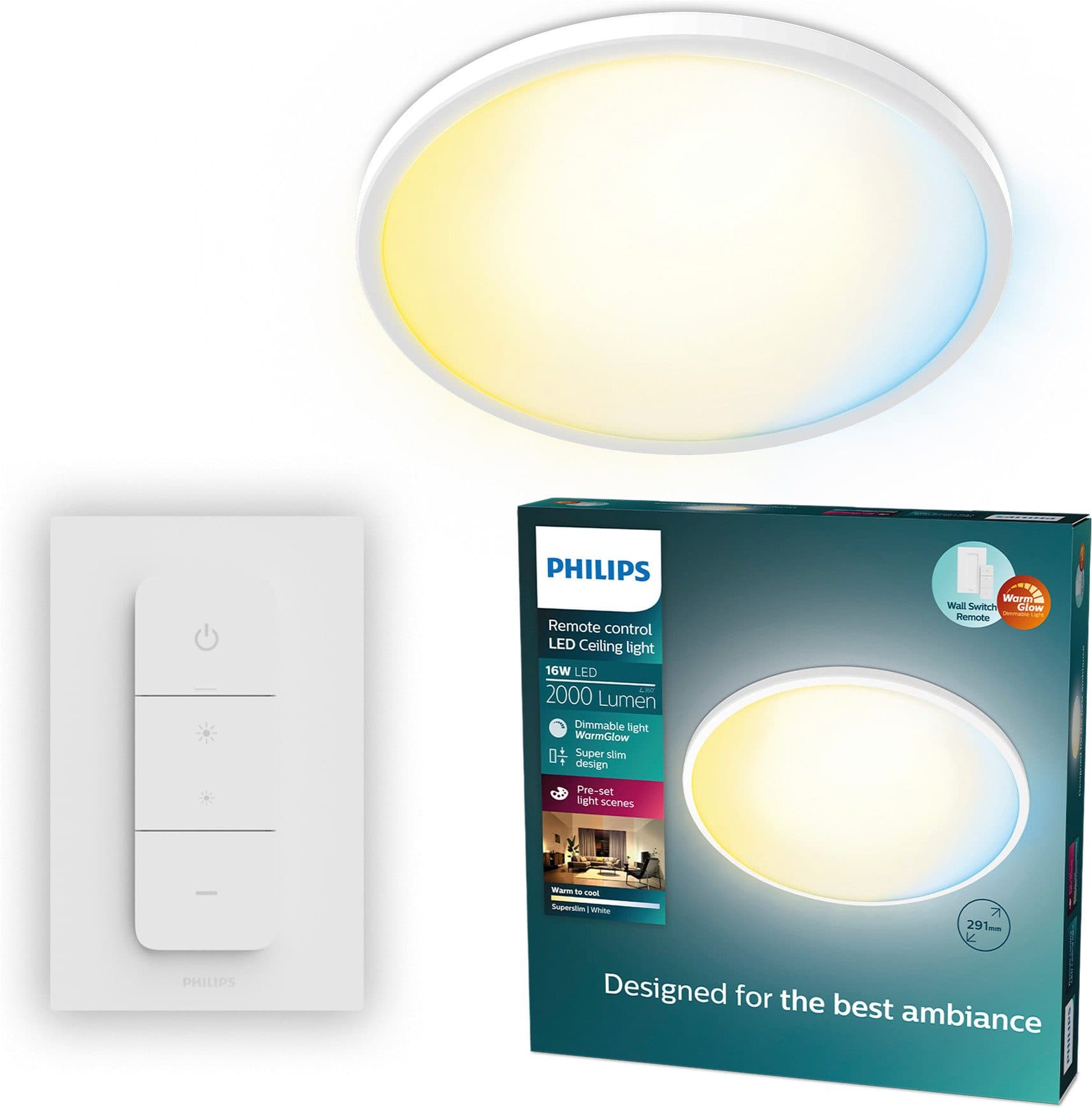 Philips LED Deckenleuchte Superslim All-in-one Schwarz CCT Dimmbar Fernbedienung - Bild 2