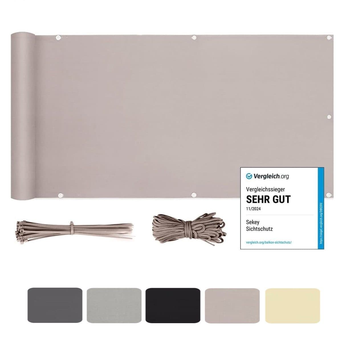Sekey Balkonsichtschutz Polyester Taupe 300x75cm - Bild 2