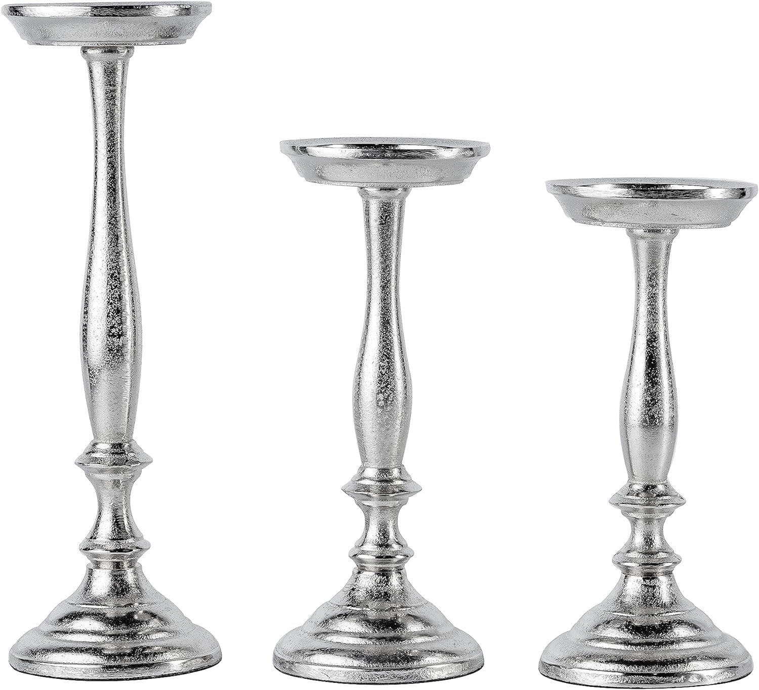 MichaelNoll Kerzenständer 3er Set Silber Aluminium RAW Optik - Bild 2