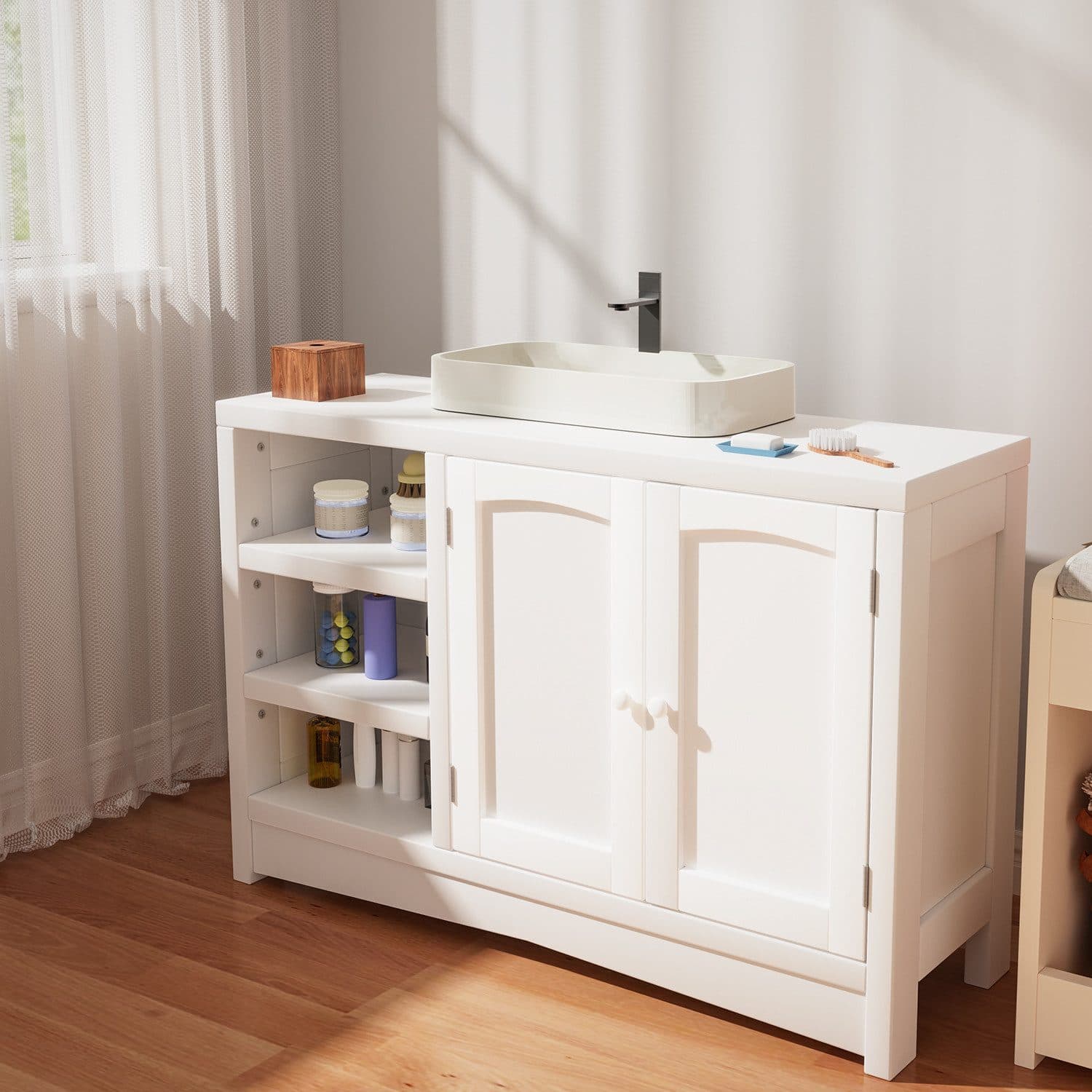 oyajia Waschbeckenunterschrank Weiß MDF - Bild 2