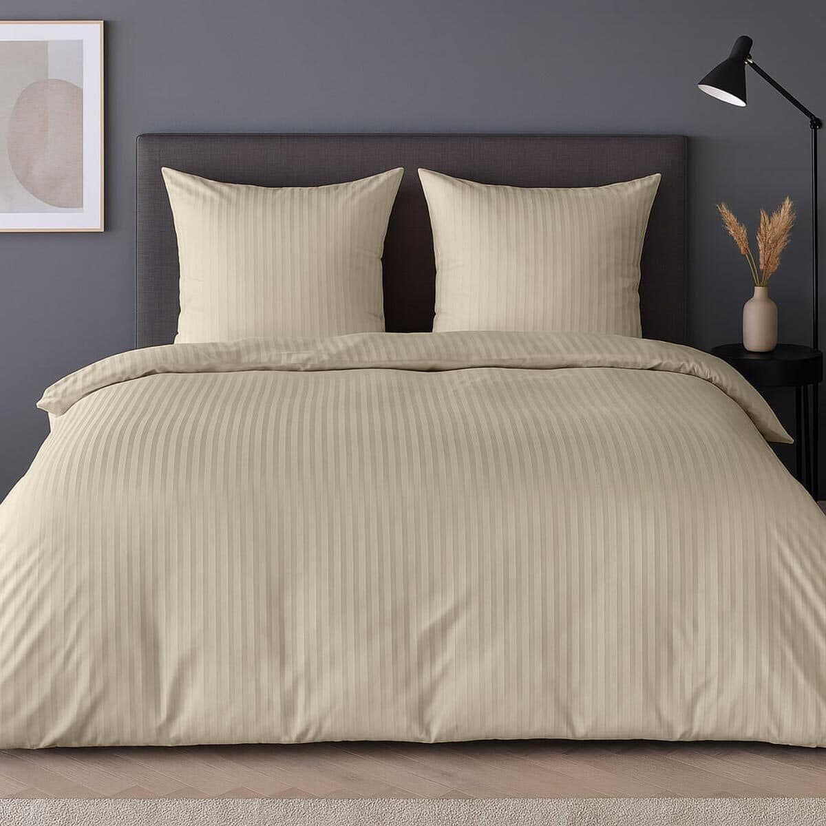 TRAUMSCHLAF Bettwäsche Stripe Mako Satin 3-teilig Beige/Braun - Bild 2