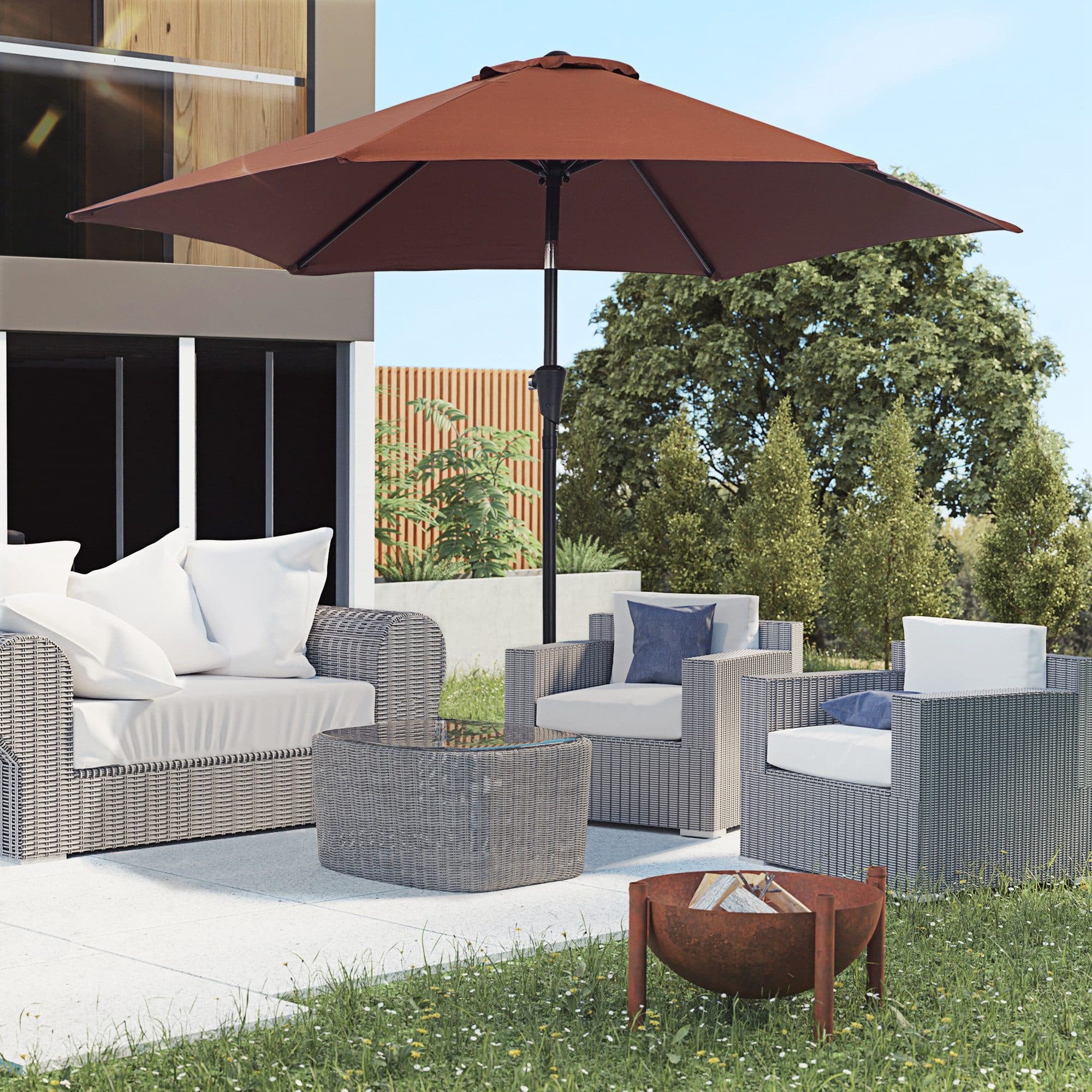 Outsunny Sonnenschirm Marktschirm mit Handkurbel, aus Alu 180/ Polyester, 260x260 cm - Bild 2