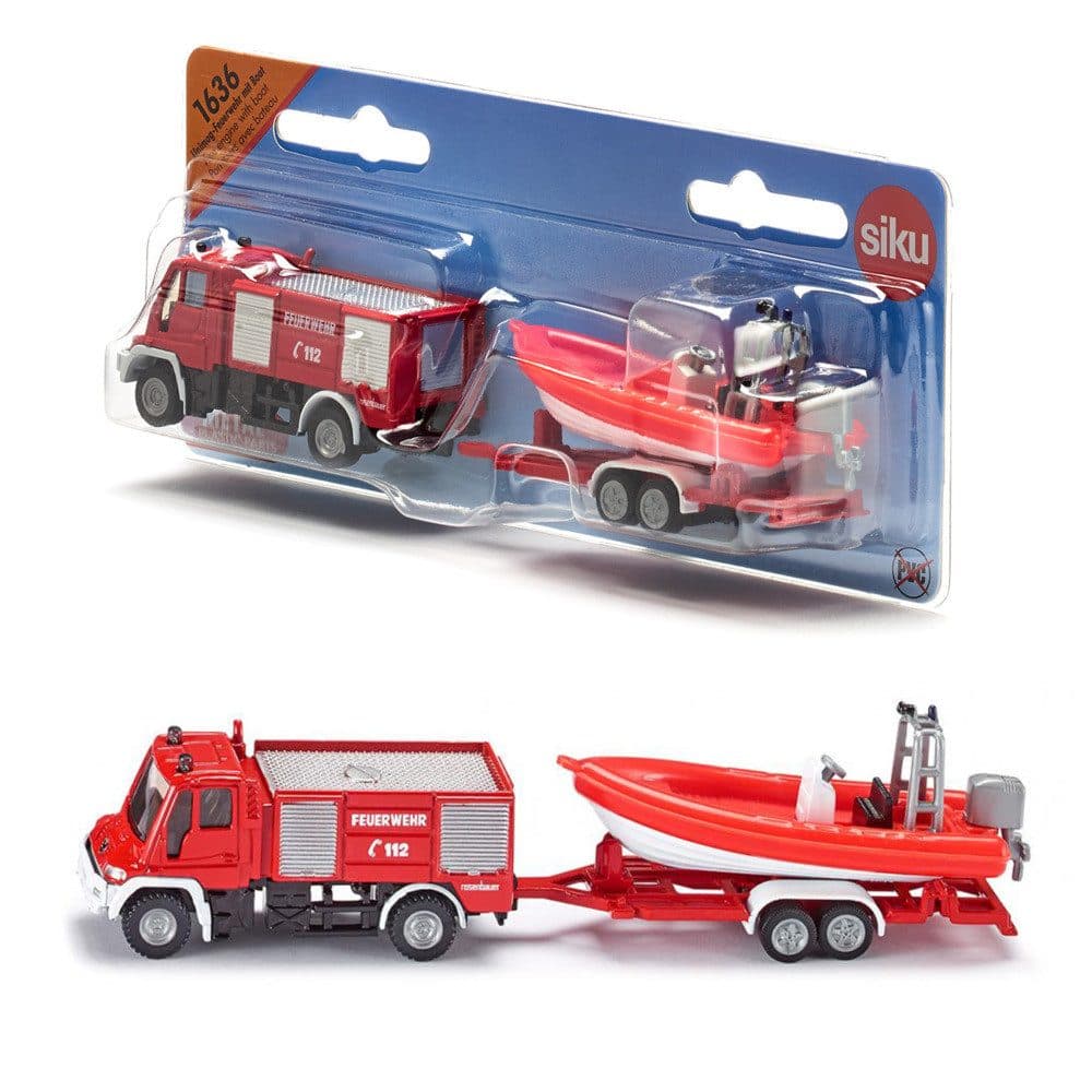 SIEPER Modellauto siku Unimog Feuerwehr mit Boot 1:87 Rot - Bild 2