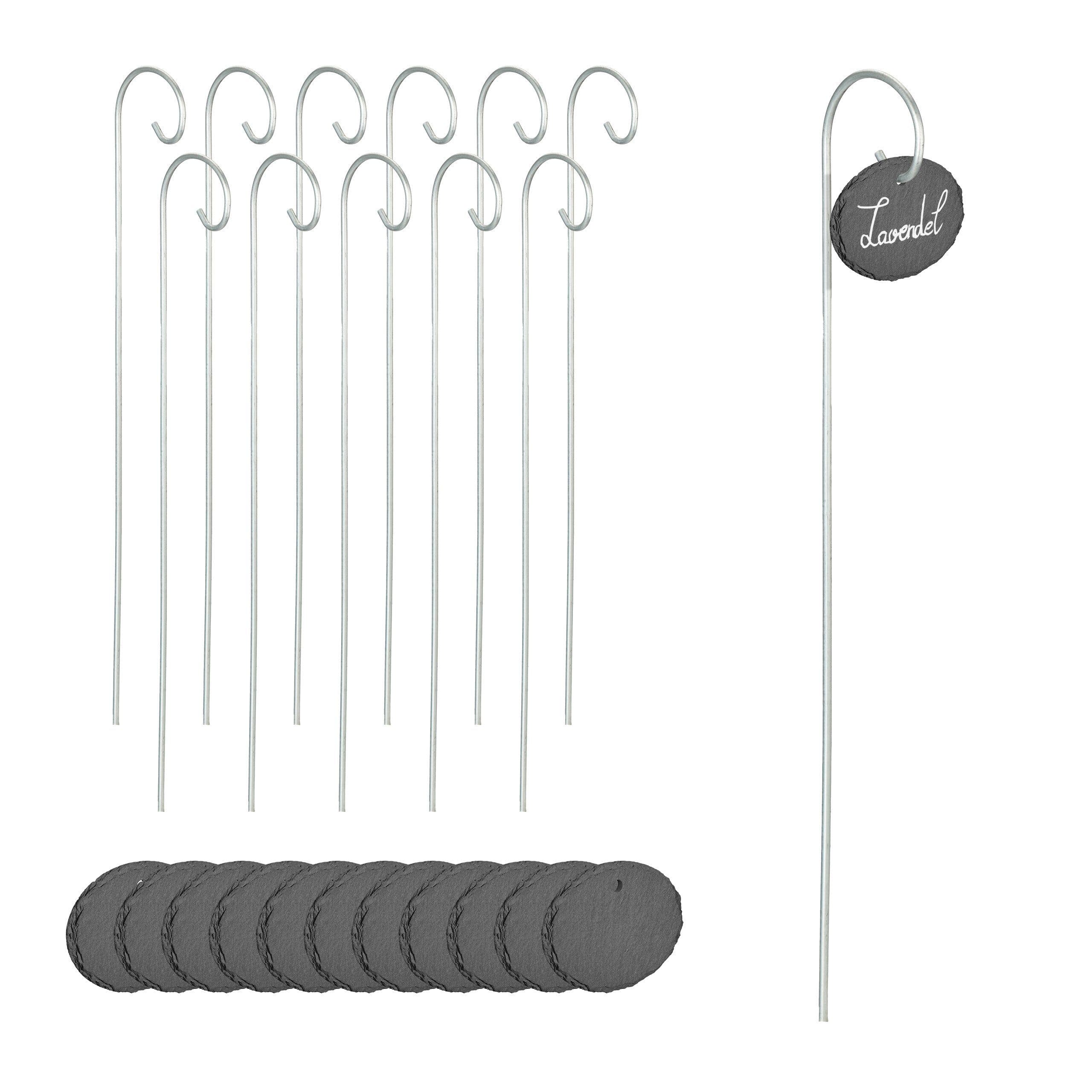 relaxdays Gartenstecker 12 ovale Schiefer-Pflanzenschilder Grau/Silber - Bild 2