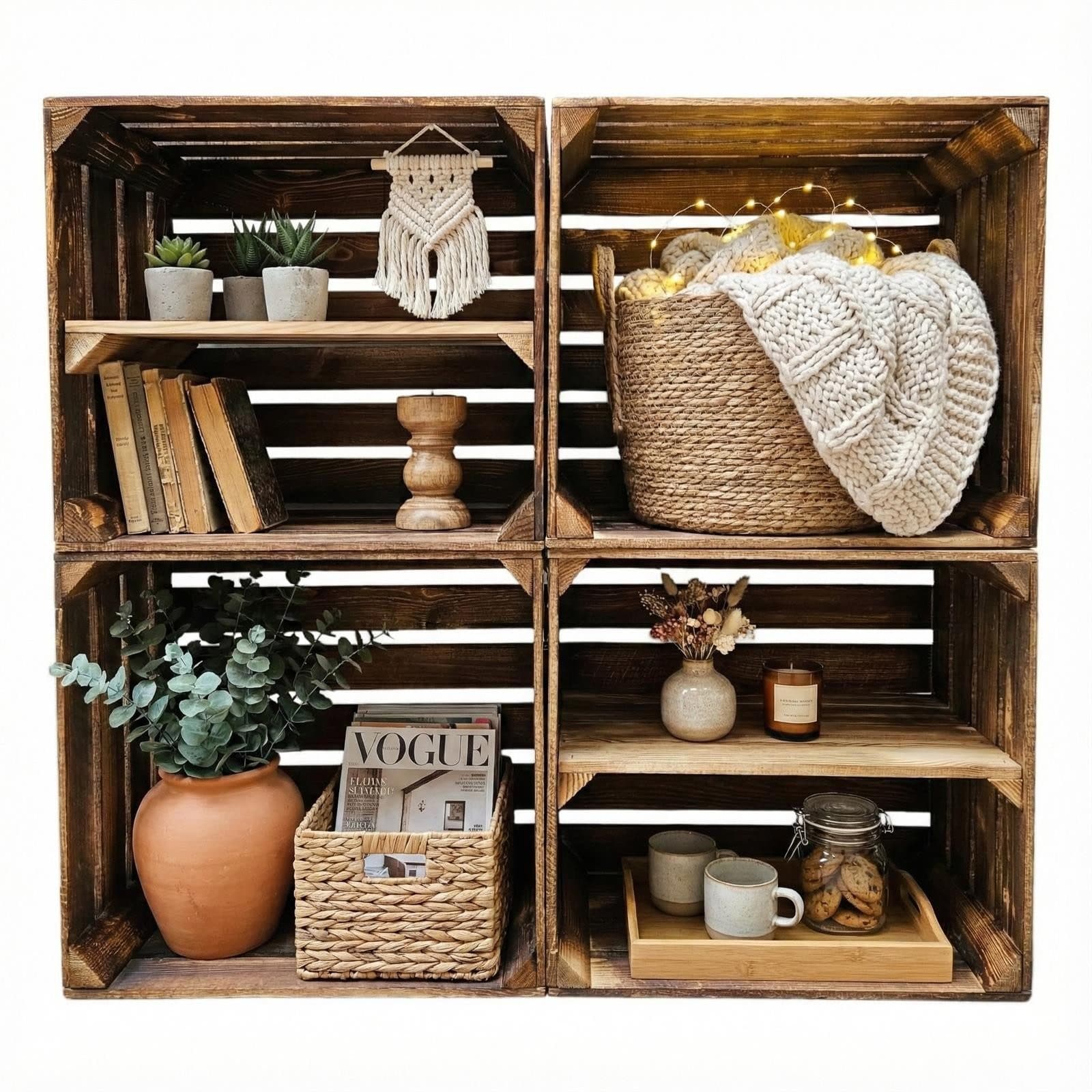 Teramico Holzkiste Obstkisten Regal 4er Set 50 x 40 x 30cm - Bild 2