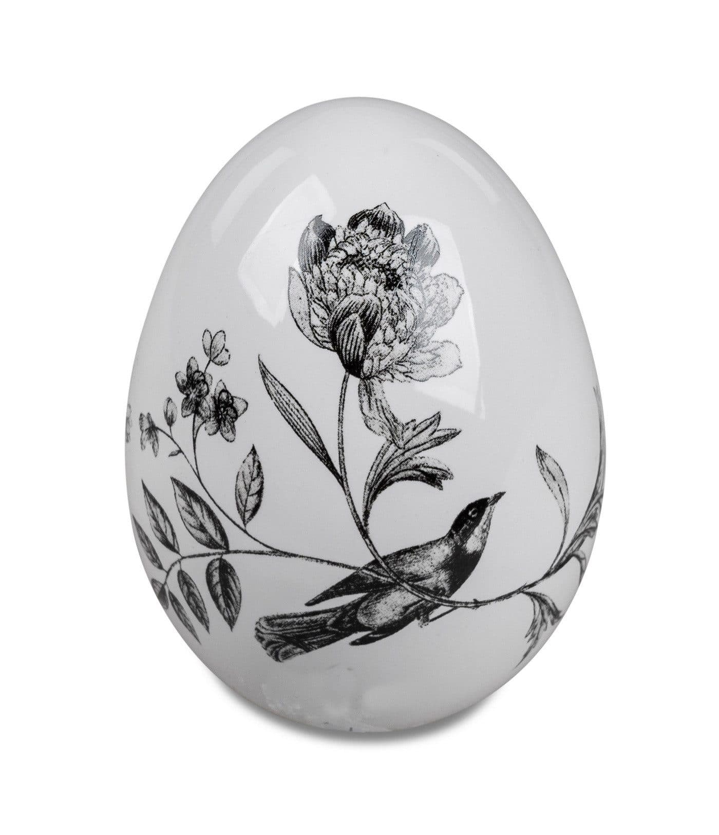 Kaufhaus le petit Dekoei Keramik Weiss Schwarz Vogel Blumen Design