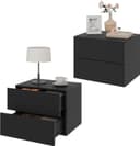 Woltu Nachttisch 2-St. Schwarz Wandregal Schlafzimmer Wohnzimmer Bild 2