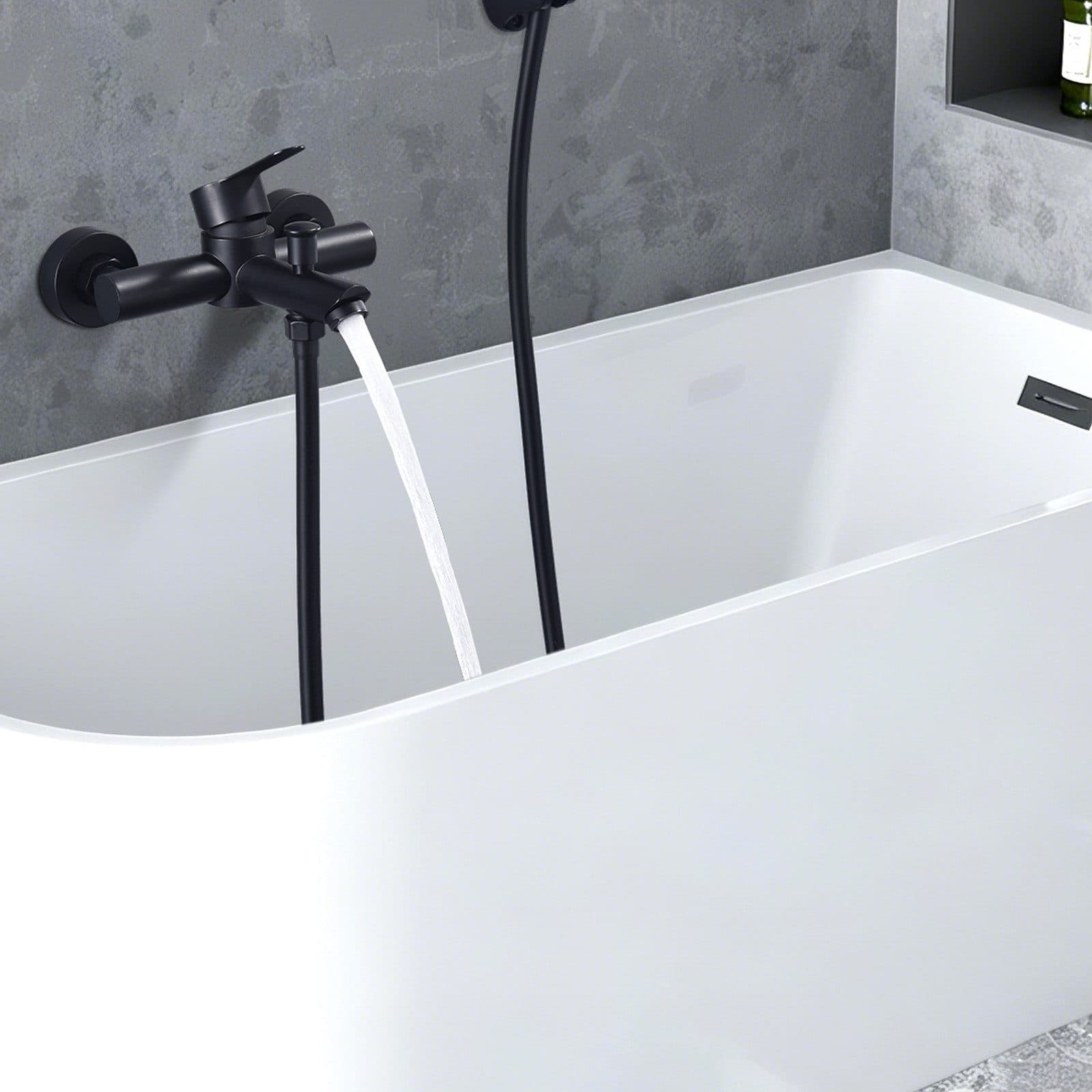 HOMELIVE Badewannenarmatur Schwarz Wandarmatur mit Umsteller - Bild 2