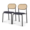 FUROKOY Esszimmerstuhl Rattan 2er Set Beige Metallbeine Bild 2