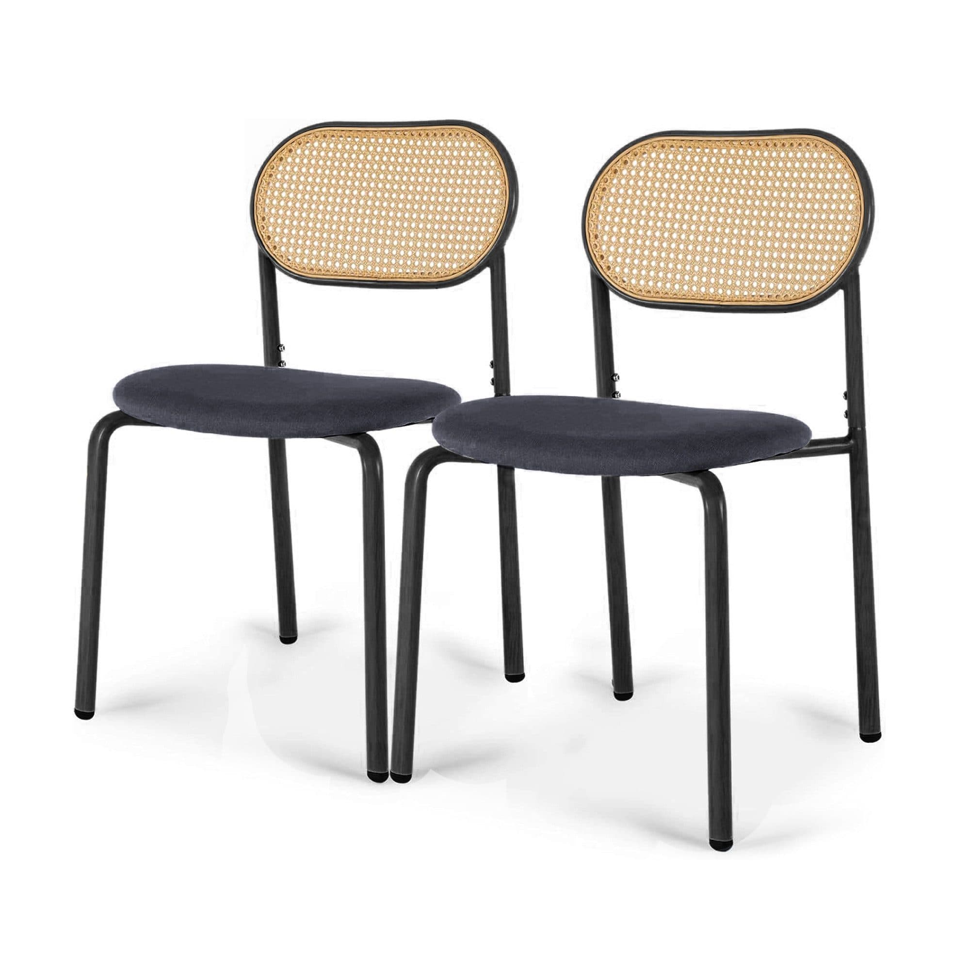 FUROKOY Esszimmerstuhl Rattan 2er Set Beige Metallbeine - Bild 2