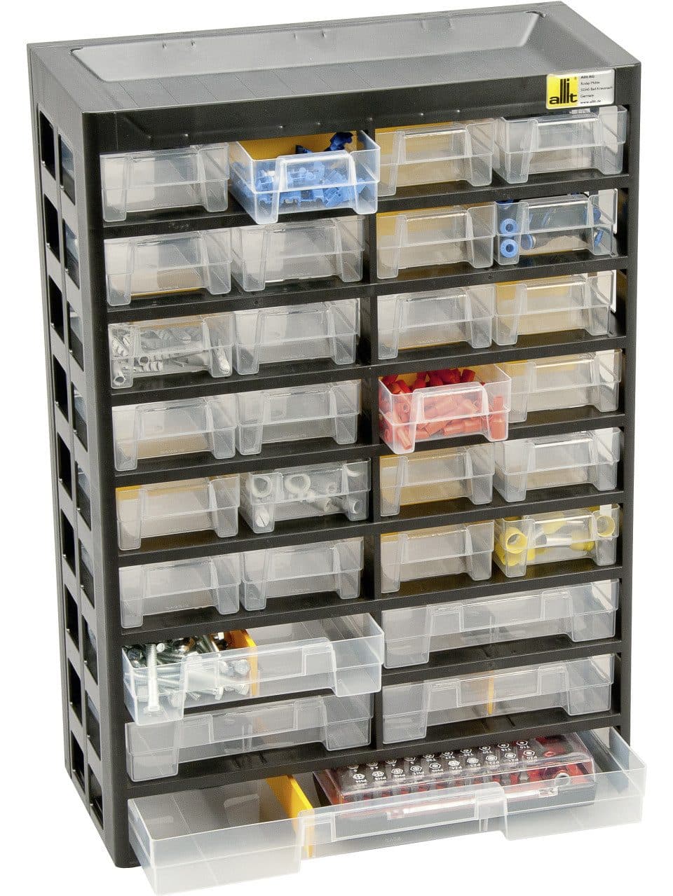 Allit Kleinteilemagazin VarioPlus Basic - Schwarz, Transparent, Gelb