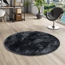 Snapstyle Hochflor-Teppich Shaggy Rund Anthrazit 48mm Bild 2