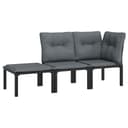vidaXL Garten-Lounge-Set 3-tlg. Schwarz Grau PE-Rattan mit Kissen Bild 2