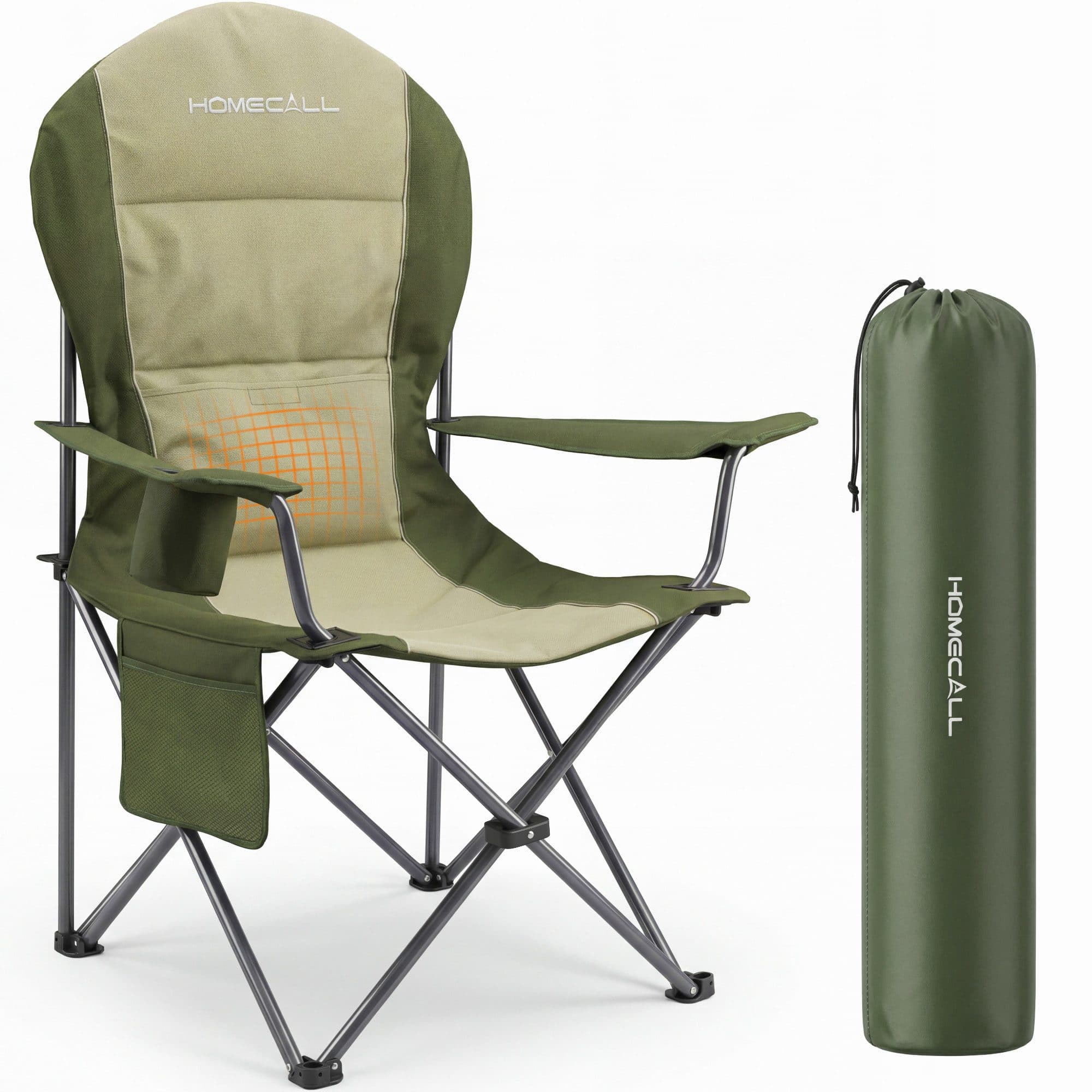 HOMECALL Campingstuhl Hochlehner 110cm Grün mit Lendenwirbelstütze - Bild 2