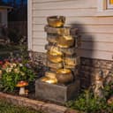 Outsunny Gartenbrunnen Steinoptik mit LED Beleuchtung Bild 2