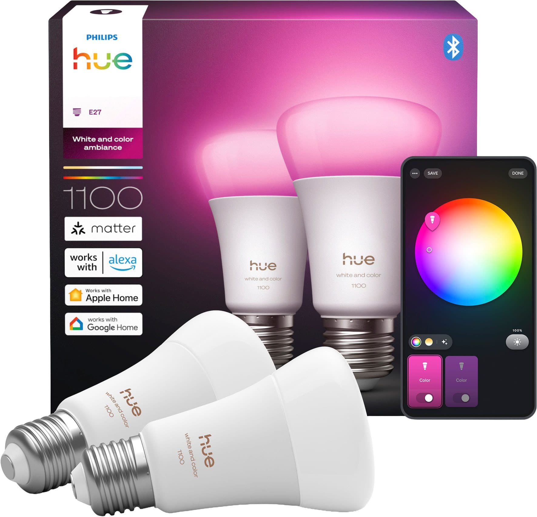 Philips Hue LED-Leuchtmittel White and Color Ambiance 1100lm 2er-Set - Bild 2