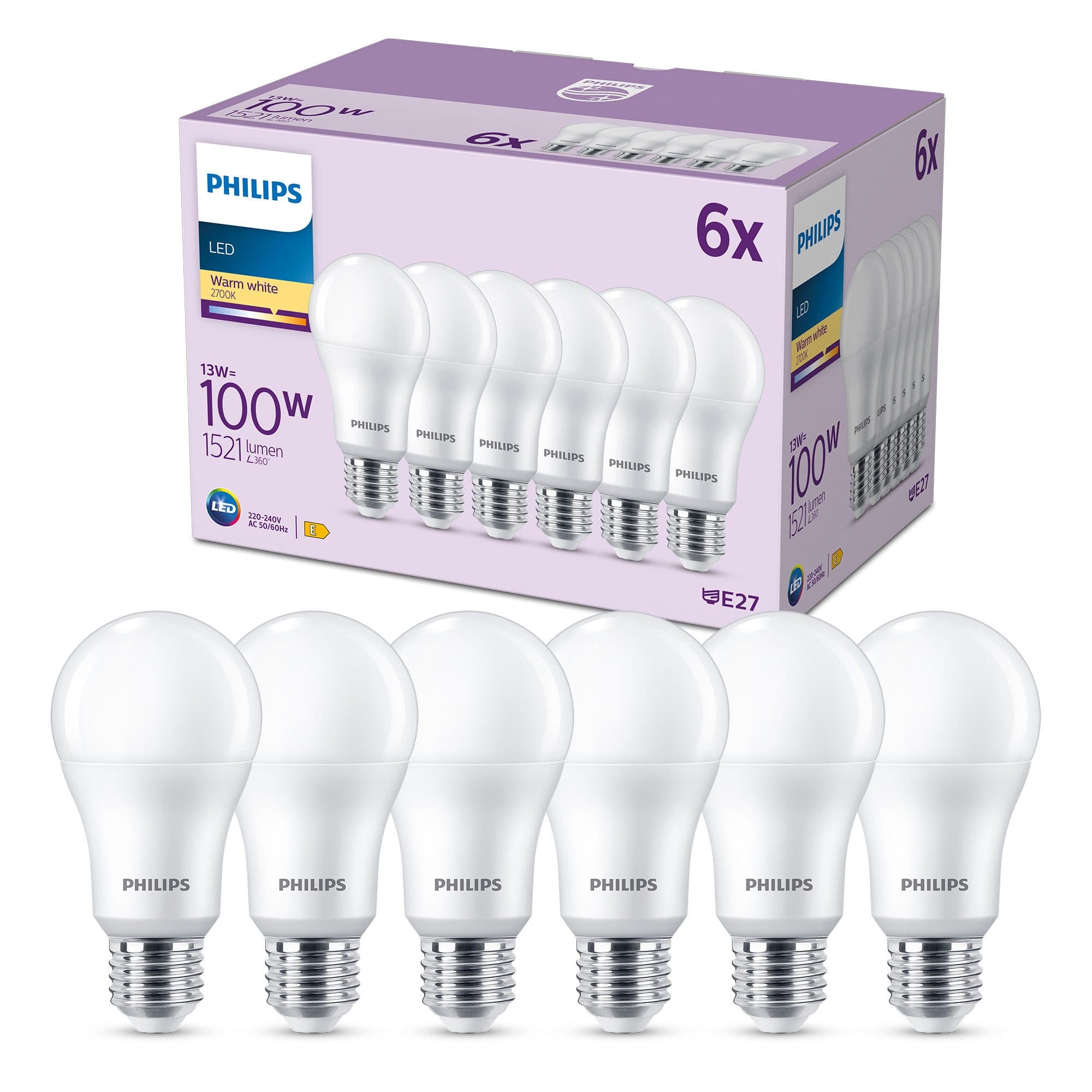Philips LED-Leuchtmittel 100W Non-Dim E27 6 St. Warmweiß - Bild 2