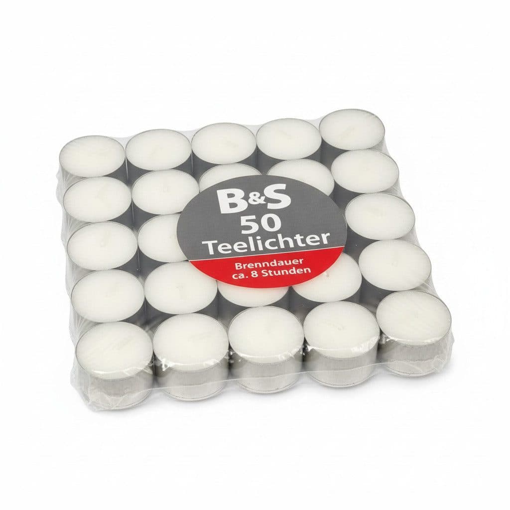 B&S Teelicht 50 Stück Weiß 8 Stunden