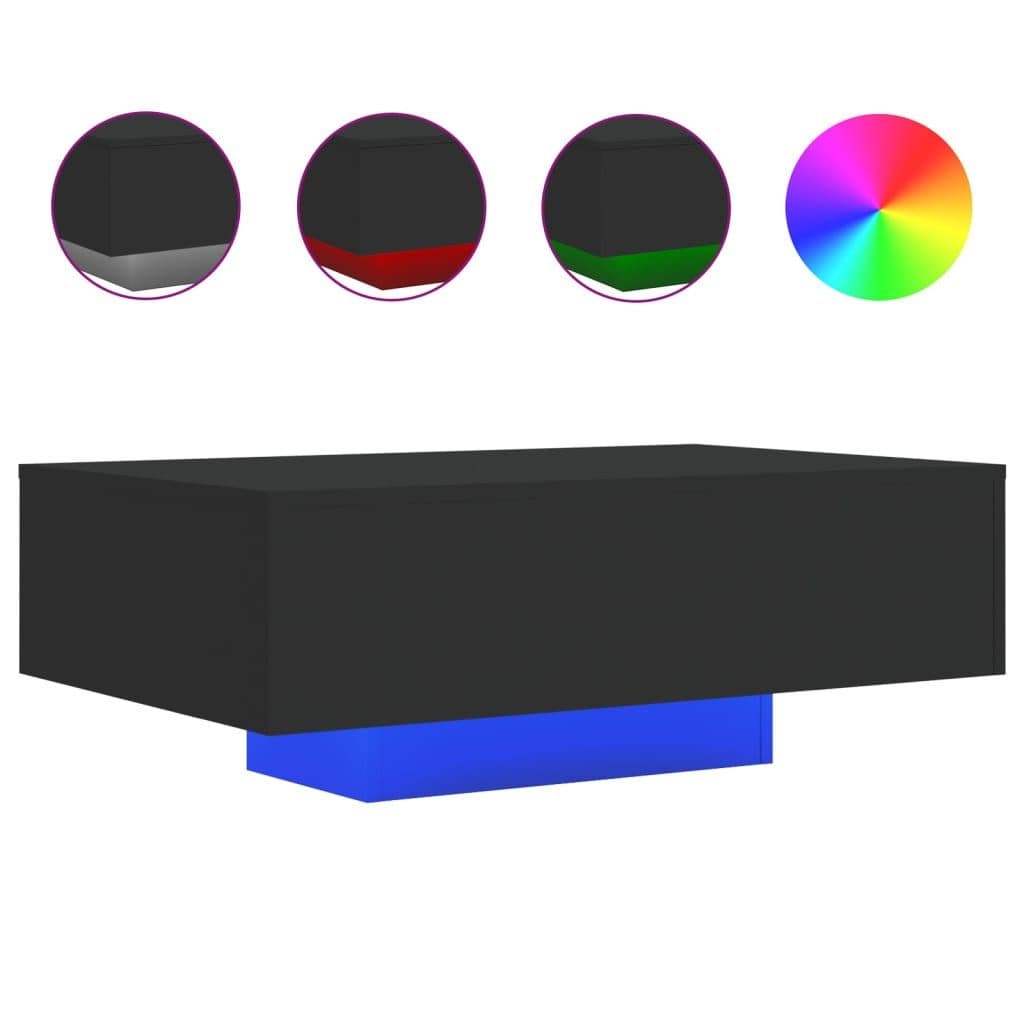 vidaXL Couchtisch mit LED-Beleuchtung Schwarz Holzwerkstoff - Bild 2