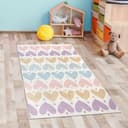 Carpetia Kinderteppich Kinderzimmerteppich mit Pastell-Herzen Bunt Bild 2