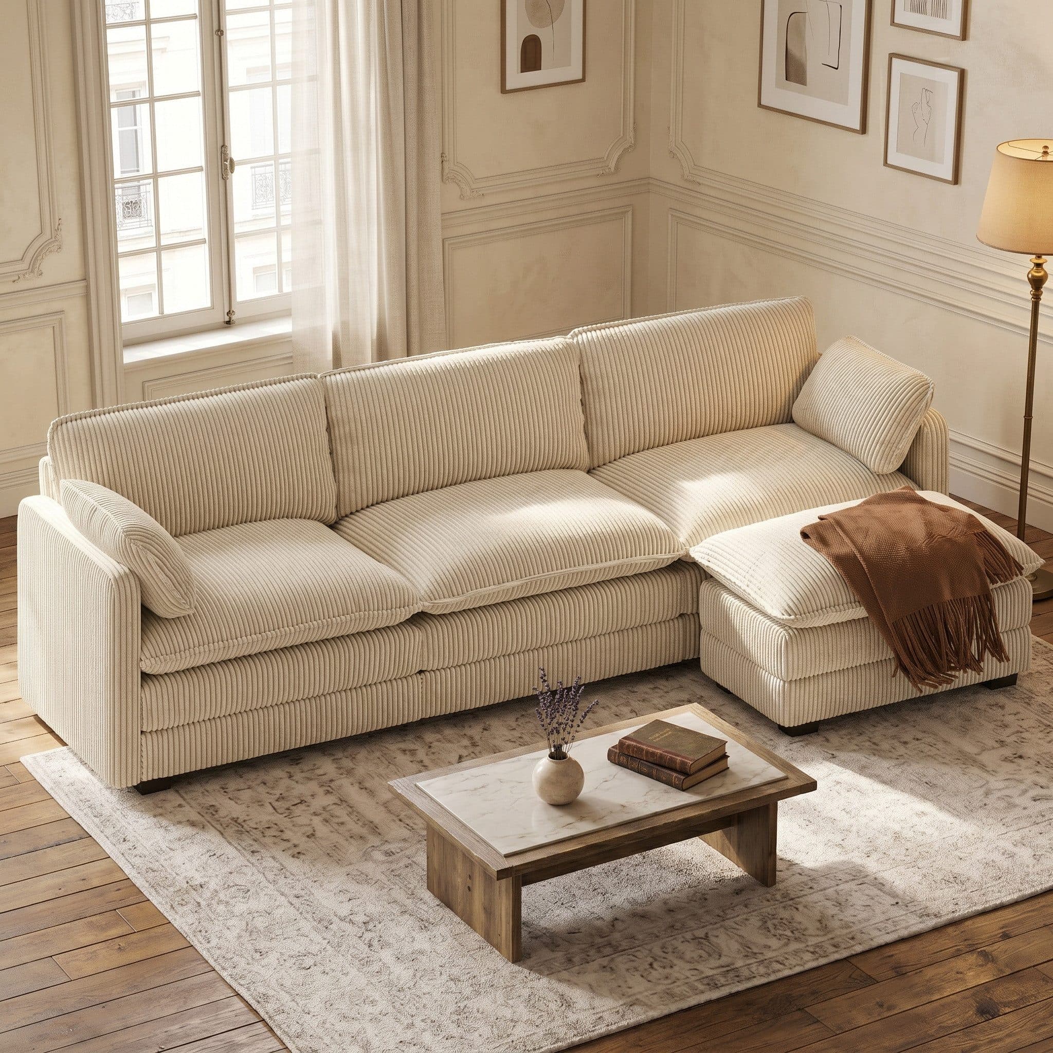 Bealife Ecksofa mit Recamiere Grau/Beige Wolkensofa - Bild 2
