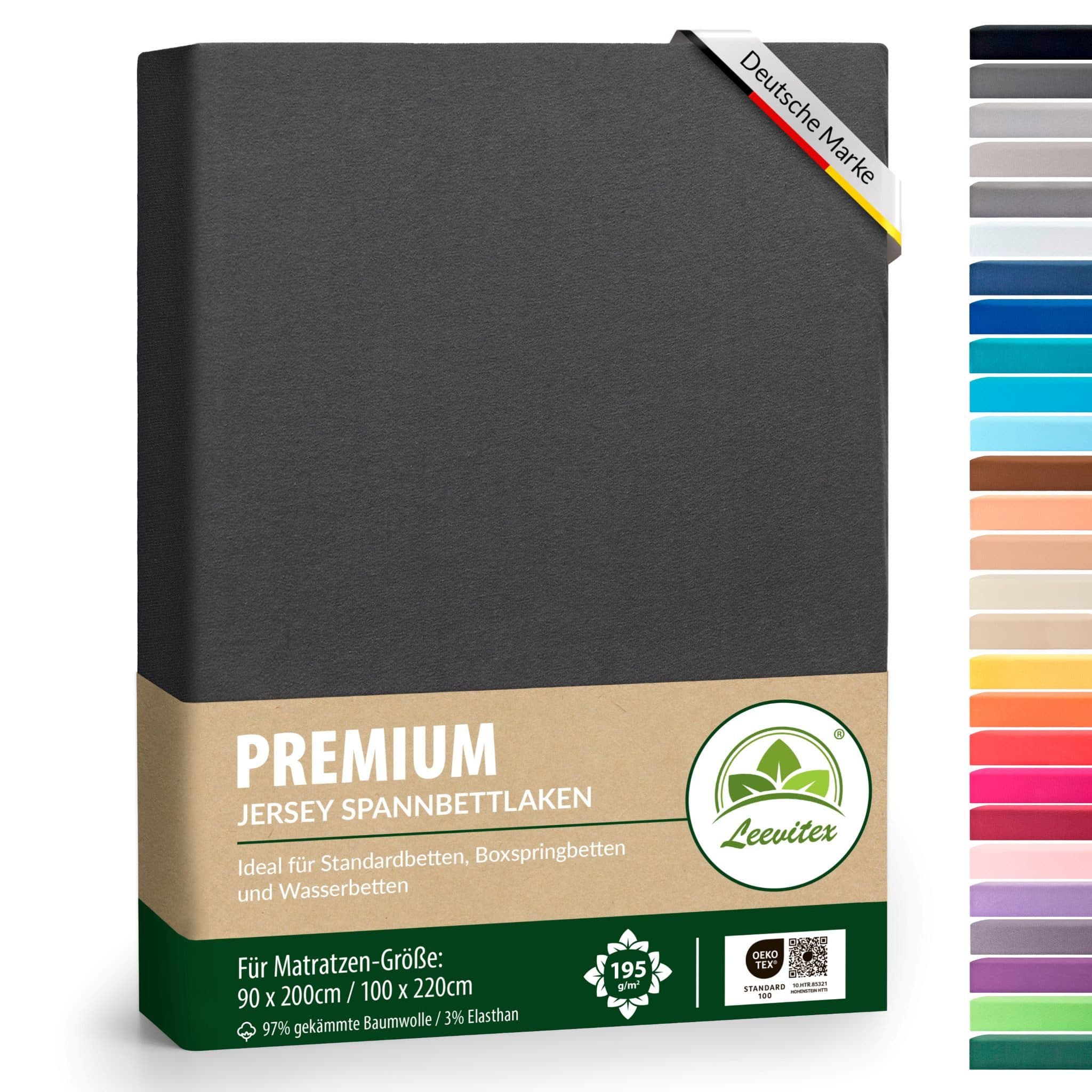leevitex® Spannbettlaken Premium Elasthan Grau Jersey 40 cm Steg - Bild 2