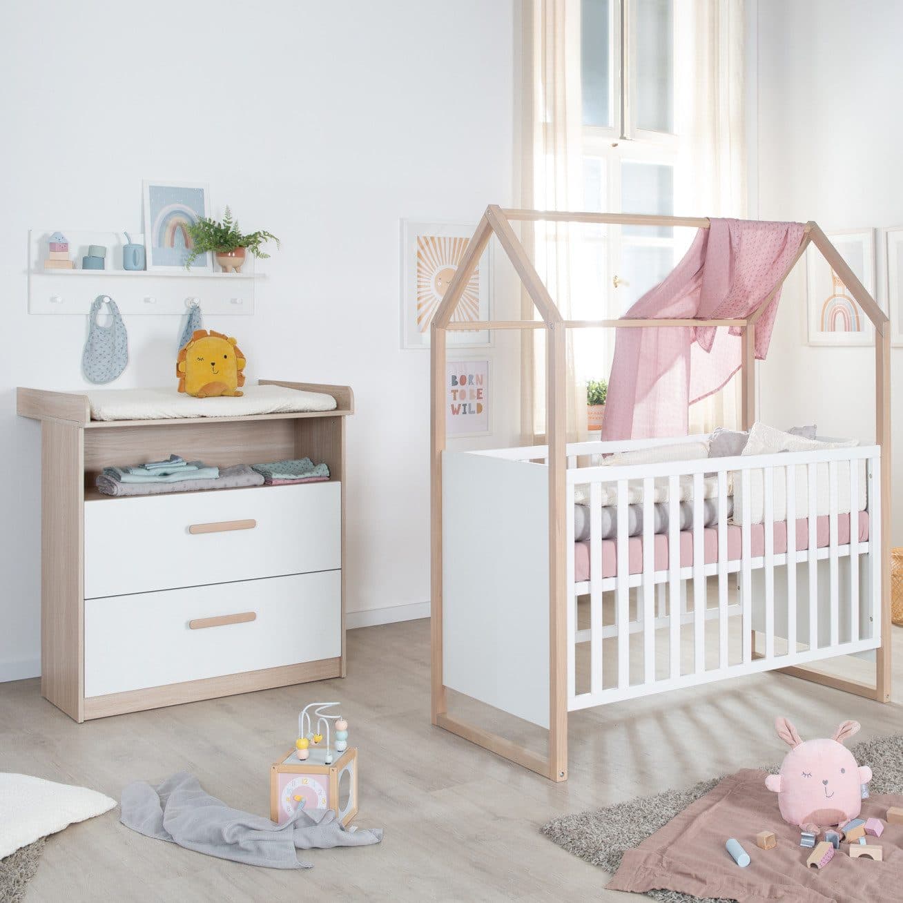 roba® Babymöbel-Set Cabane 2-tlg. Weiß mit Eichen-Dekor - Bild 2