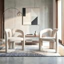 LVHOM Armlehnstuhl M-Form Beige Samt Bild 2
