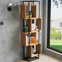 HAUSS SPOLE Bücherregal 4 Fächer Schwarz Braun MDF Metall Bild 2